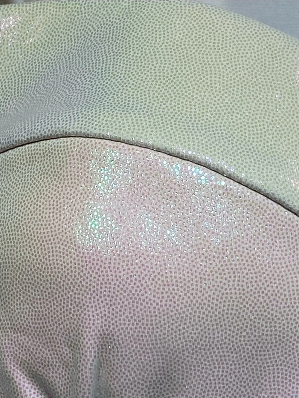 No Boundaries Iridescent Pastel One-Piece Bodysuit in Pearl Pink and Light Blue